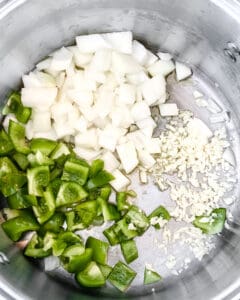 process showing cut veggies in stainless steel surface