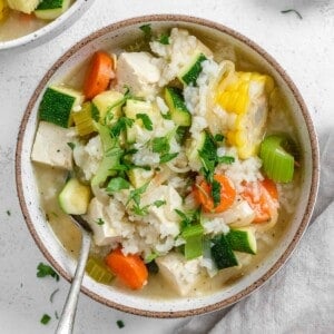 completed Caldo de Tofu in a bowl against a white surface