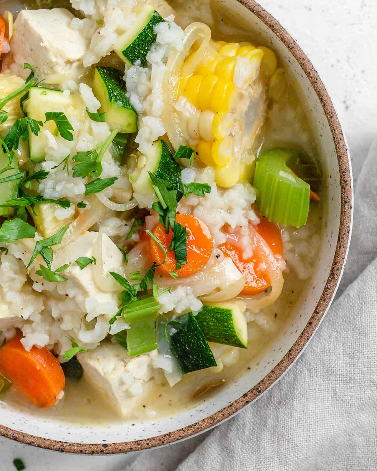 completed Caldo de Tofu in a bowl against a white surface