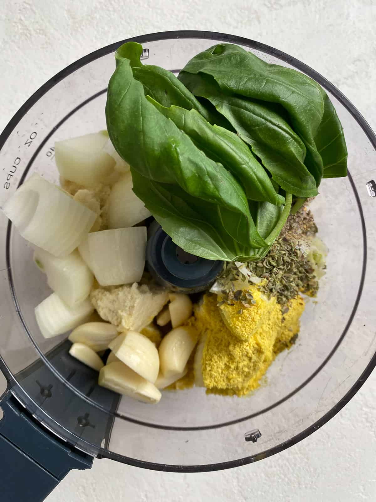 ingredients for stuffed shells added to food processor