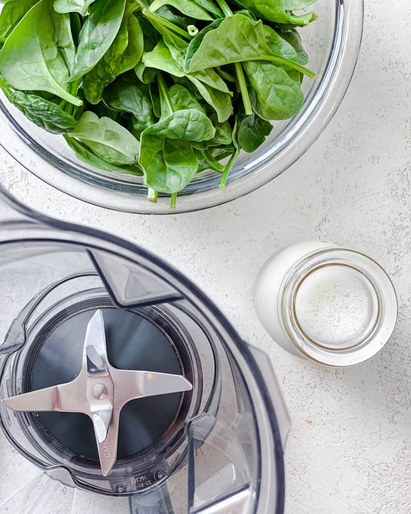 spinach alongside blender