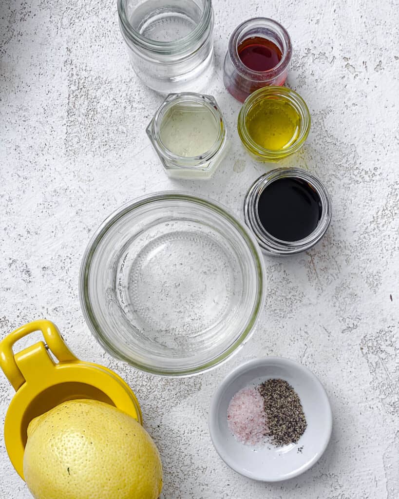 ingredients for Rainbow Salad measured out against a white surface