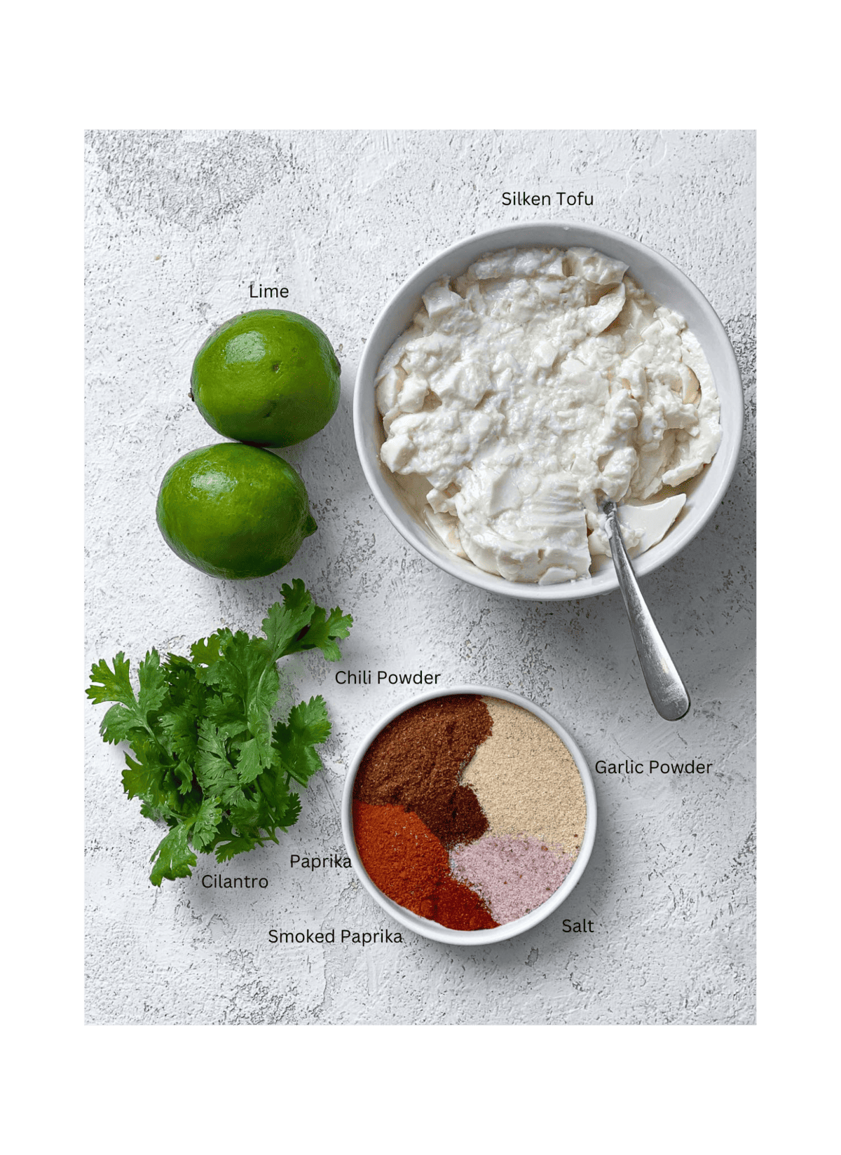 ingredients for Vegan Chipotle Sauce [Taco Salad Dressing] against a white surface