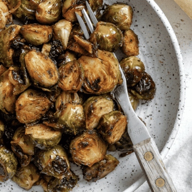 completed brussels sprouts on a plate