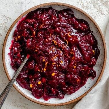 completee Easy Cranberry Sauce with Orange Juice on a white surface