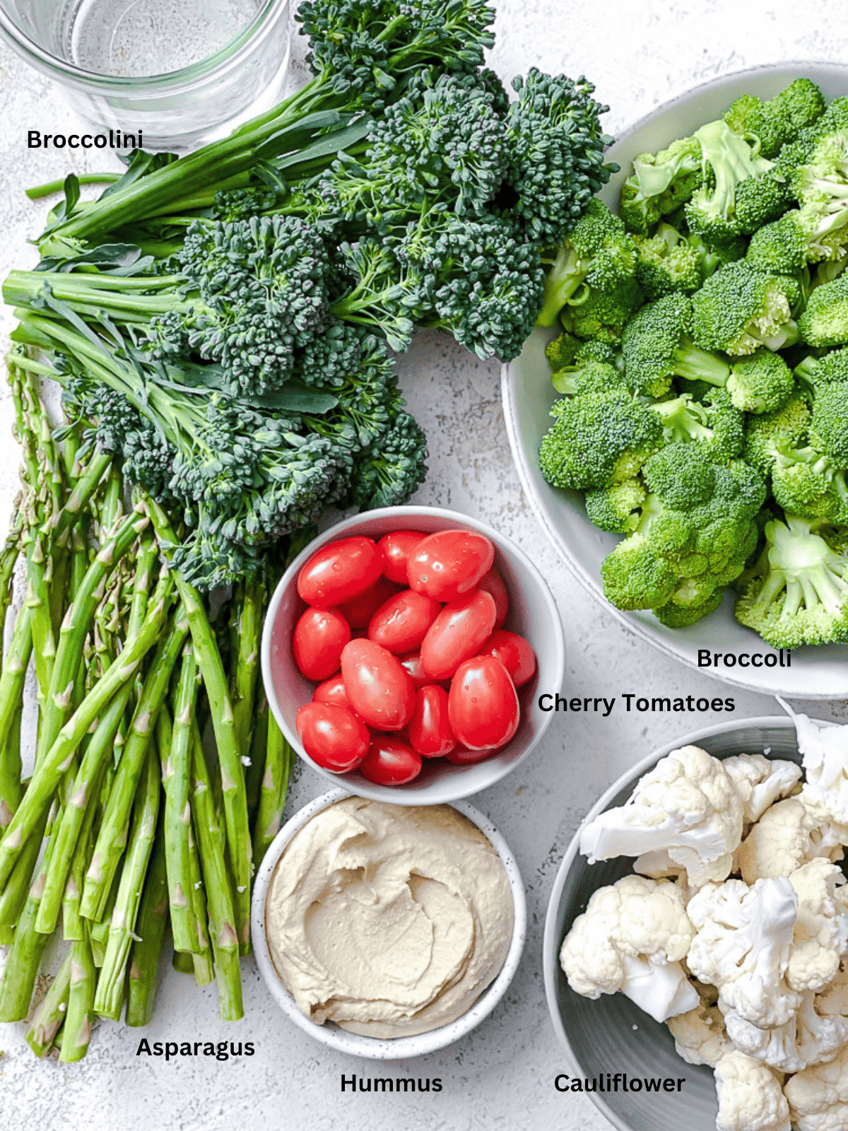 ingredients for Christmas Veggie Tray [Tree OR Wreath] on a white surface