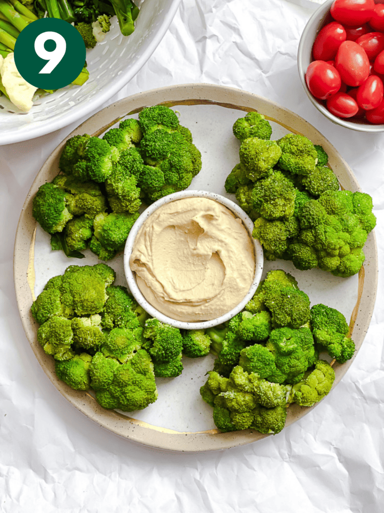 process shot showing broccoli on tray