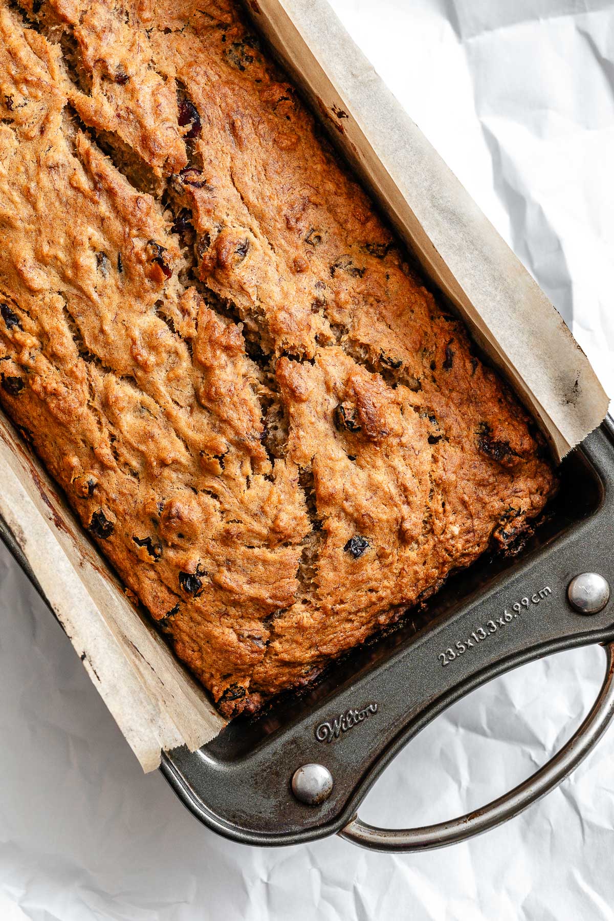 completed Vegan Fruit Cake [Fruit Loaf] on a white surface