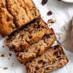 completed Vegan Fruit Cake [Fruit Loaf] on a white surface