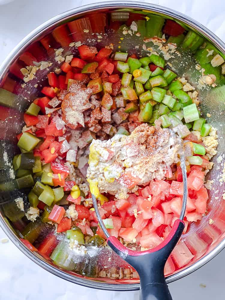 process shot showing ingredients together in bowl