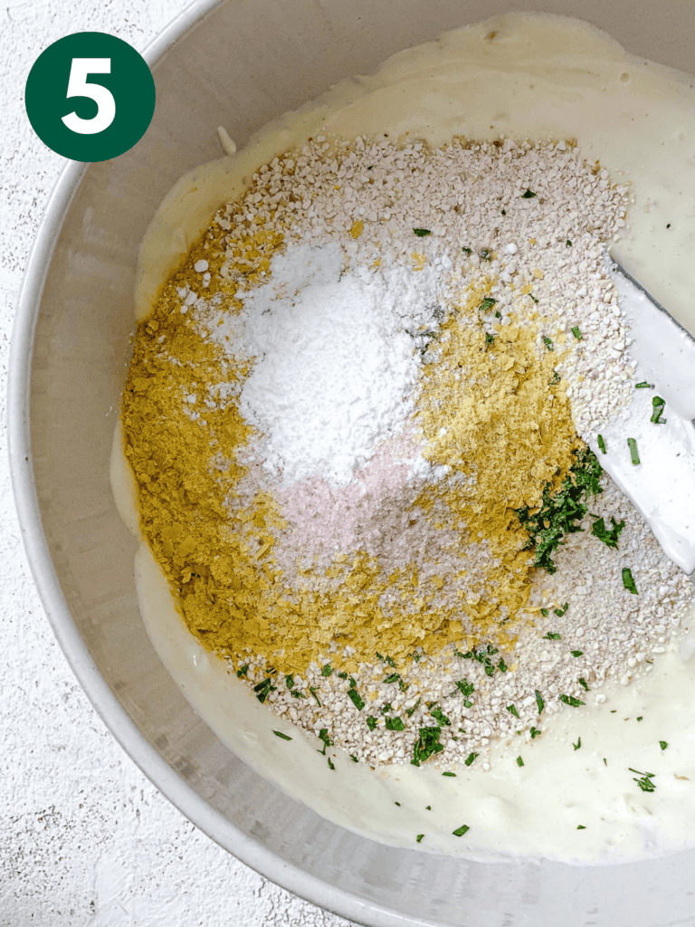 process shot showing mixing ingredients in bowl