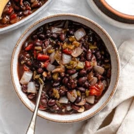 a bowl of black bean chili.