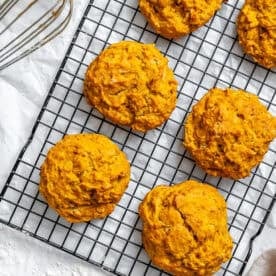 baked sweet potato biscuits on a wire rack.