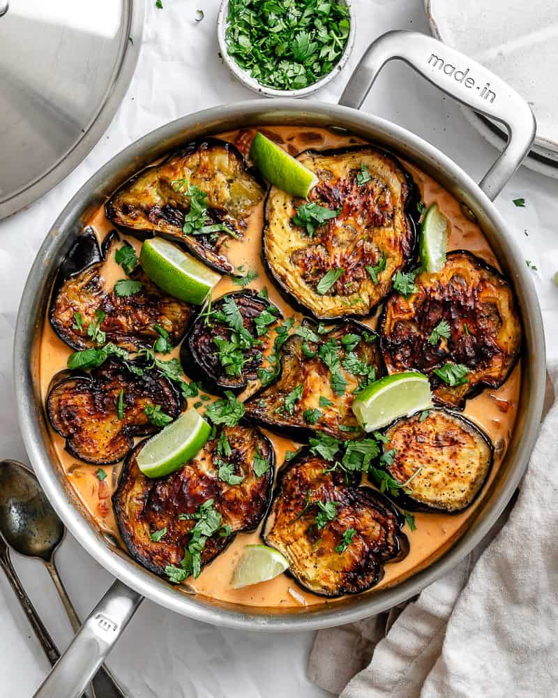 completed Quick Eggplant Curry in pan