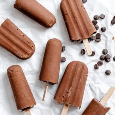 completed Vegan Fudgesicles on a white surface