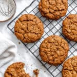 completed Gingerbread Oatmeal Cookies on cooling rack