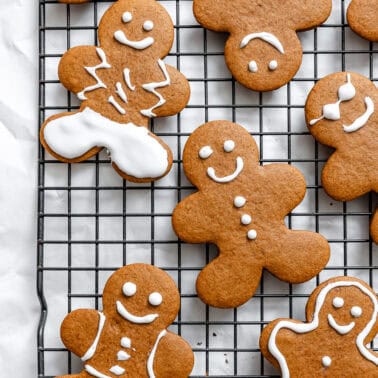 completed Vegan Gingerbread Cookies on cooling rack