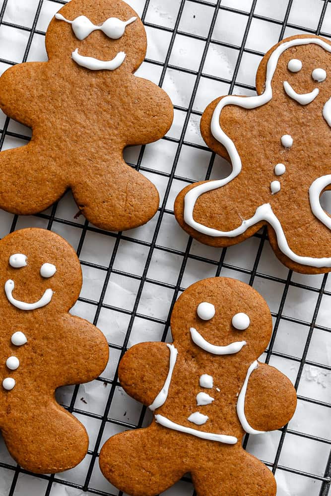 completed Vegan Gingerbread Cookies on cooling rack