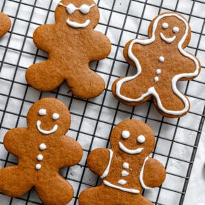 completed Vegan Gingerbread Cookies on cooling rack