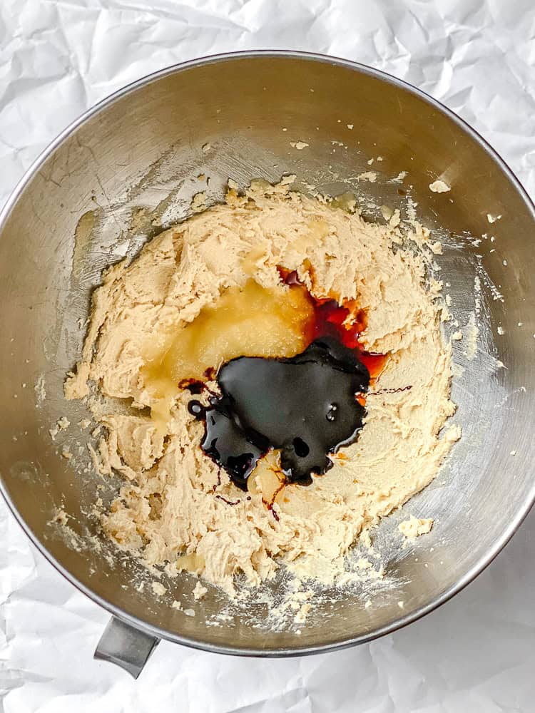 process shot showing ingredients added to bowl