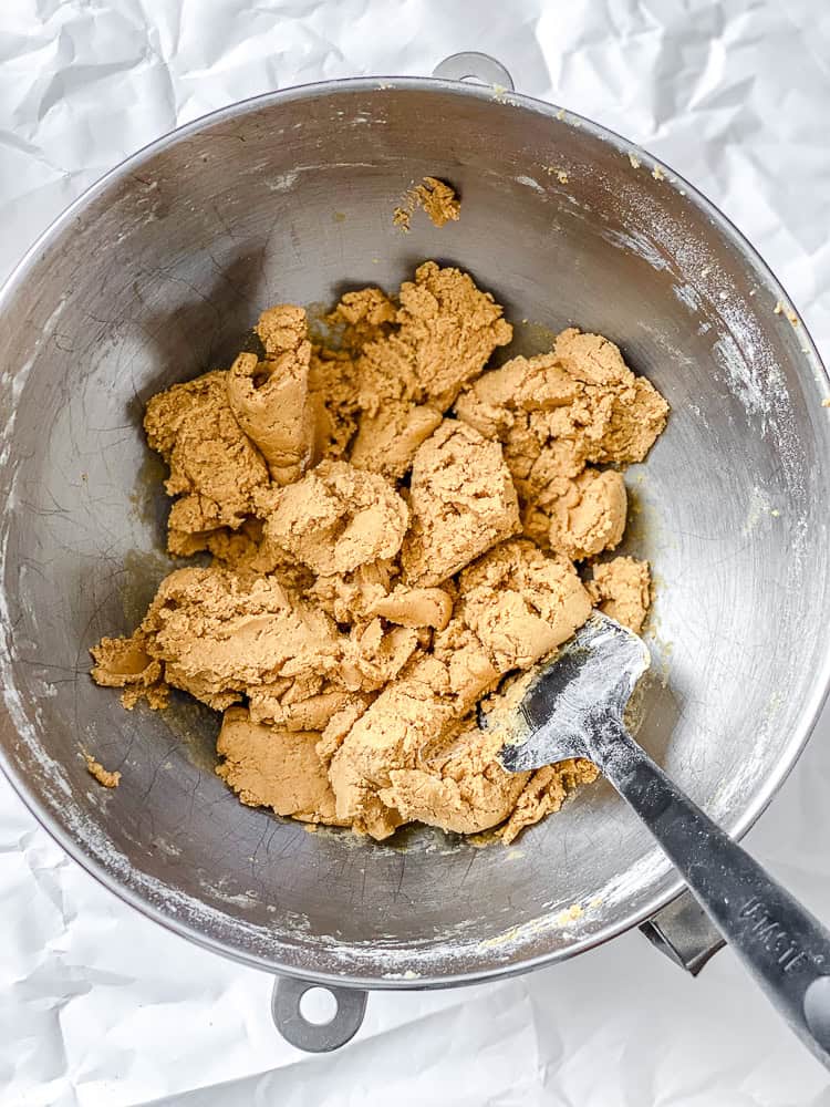 process shot showing mixing dough in bowl